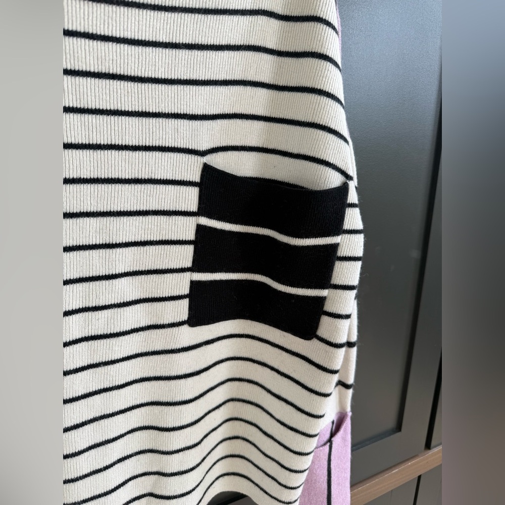 by Anthropologie Faye Striped Sweater Lavender Navy • S - Picture 4 of 7